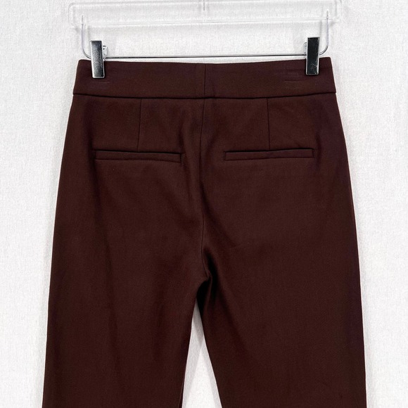 VINCE Slim Flared Pants Womens 0 Hickory Darl Brown Cropped Mid Rise Stretch NWT - Picture 7 of 16